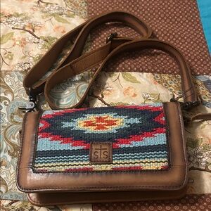 STS Ranchwear Leather Crossbody Bag with Woven Pattern